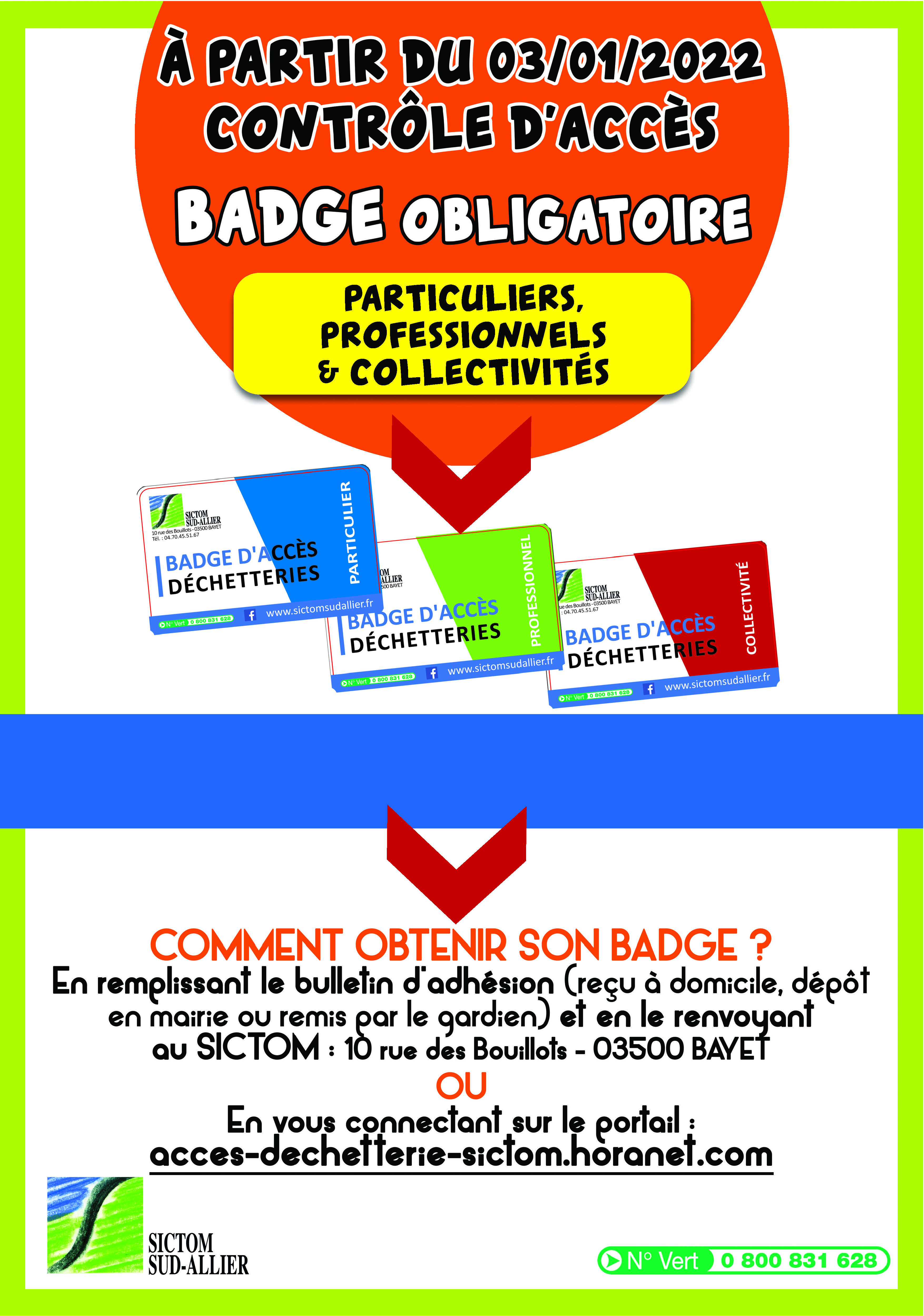 badge d'accès aux déchetteries de Varennes-sur-Allier et Saint-Prix